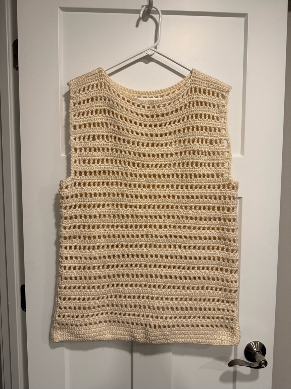 Handmade Crochet Cream Openwork Tunic Top / Cover Up